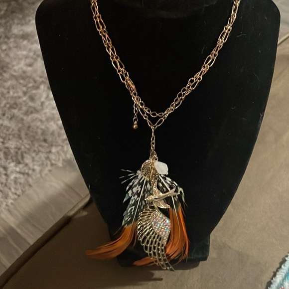 Angel wing and feathers multi charm necklace - Picture 2 of 5